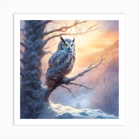 Owls view across the Snowy Winter Landscape Art Print