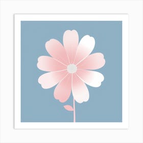 A White And Pink Flower In Minimalist Style Square Composition 361 Art Print