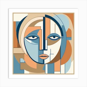 Abstract Face Broken Into Geometric Shapes With Sections Filled In With Shades Art Print