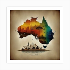 Australia Map Art Print