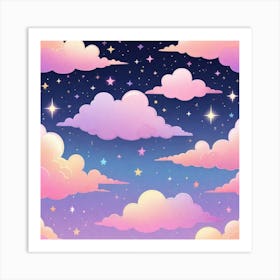 Sky With Twinkling Stars In Pastel Colors Square Composition 305 Art Print