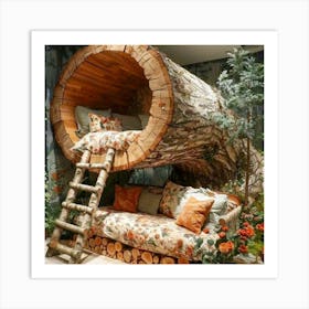 Tree Trunk Bed Art Print