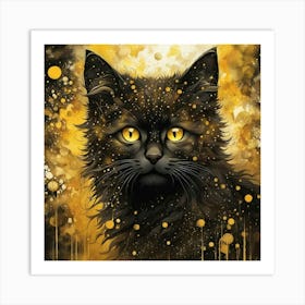 Black Cat With Yellow Eyes Art Print