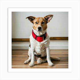 A Photo Of A Dog Sitting On The Floor 2 Art Print