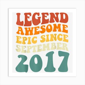 Legend Awesome Epic Since September 2017 Retro 5 Year Old Art Print