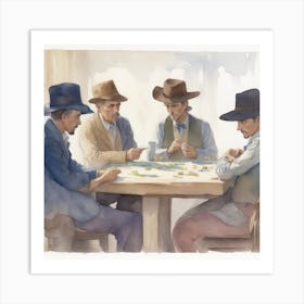 Four Cowboys Playing Poker Art Print