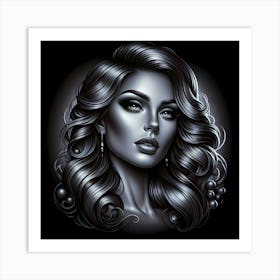 Glamor Girl With Long Hair Art Print