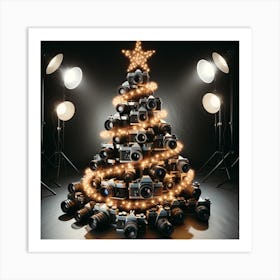 Christmas Tree With Cameras Art Print