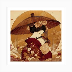 Japan Traditional Geisha Illustration By Ad 82 Art Print