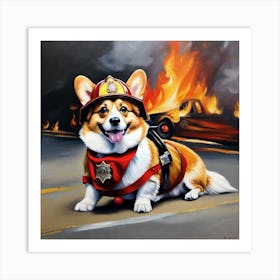 Corgi Firefighter 5 Art Print