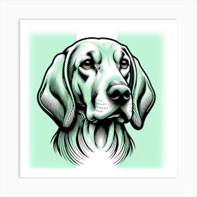 Green Drawing Dog Art Print