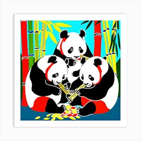 Three Panda Bears Art Print