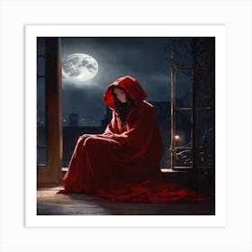 Red Hooded Woman Art Print