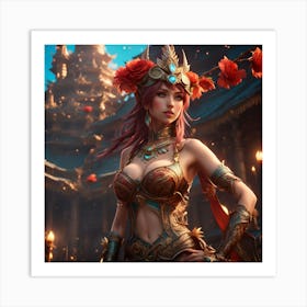 Beautiful Woman In Armor Art Print