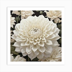 Aesthetic style, Large white Dahlia flower 1 Art Print