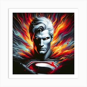 Superman In Flames Art Print