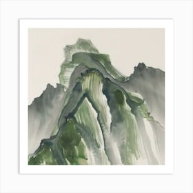 Japanese Watercolour Of Mount Nikko Shirane 2 Art Print