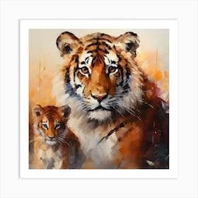 Tiger And Cub Art Print