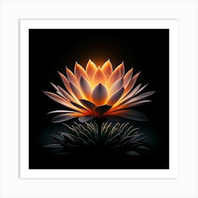 Lotus Flower On Black Background 1 Art Print