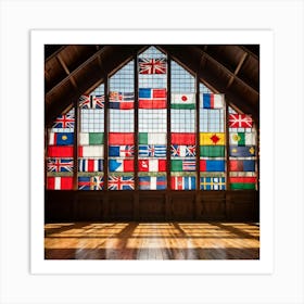 A Collection Of Intricately Designed Global Country Flags Aligned Neatly In A Grid With Each Flag Art Print