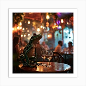 Frogs Masterfully Performing Tango In The Heart Of A Lively Argentine Restaurant Set Amidst An Explo Art Print