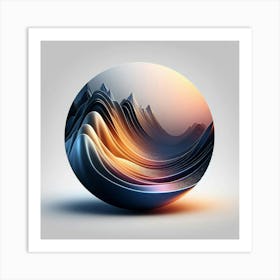 Abstract Sphere With Waves Art Print