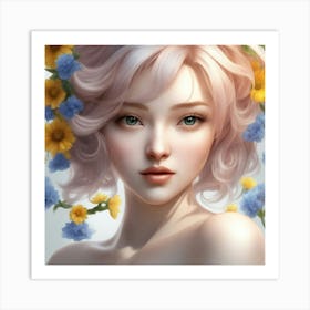 Beautiful Girl With Pink Hair 03 Art Print