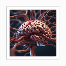 Brain With Blood Vessels Art Print