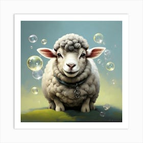 Sheep With Soap Bubbles Art Print