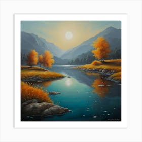 Sunset By The River Art Print