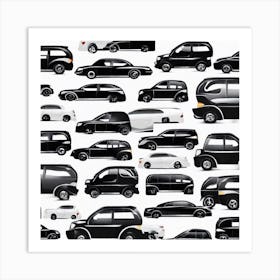 Black And White Cars Art Print