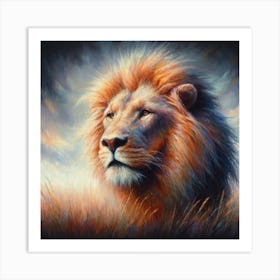 Lion In The Grass Art Print