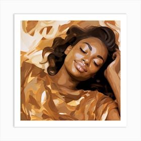 Beautiful African American Woman Sleeping Art Print