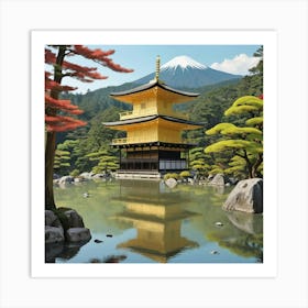 Ginkaku Ji Japan Vintage Travel Art 3 Art Print 0 Art Print