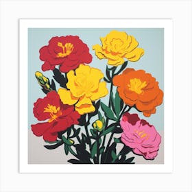 Portulaca 1 Pop Art Illustration Square Art Print