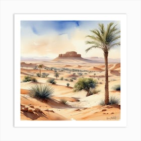 Desert Landscape With Palm Trees 2 Art Print