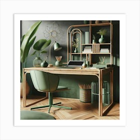Bedroom table design with a small bamboo desk Art Print