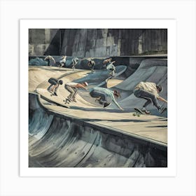 Skateboarders At The Skate Park Art Print