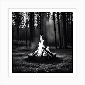 Fire Pit In The Forest Art Print