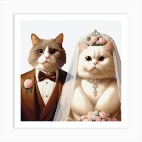 Wedding Cats V4 Art Print