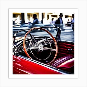 Lifestyle Detail Style Restored Automobile Red Shiny Part Vintage Antique Roadster Inside (4) Art Print