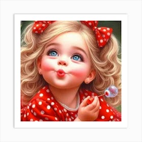 Little Girl Blowing Bubbles Art Print