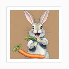 Rabbit With Carrots 25 Art Print