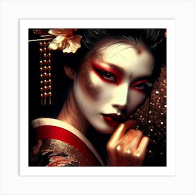 Japan Traditional Geisha Illustration By Ad 182 Art Print