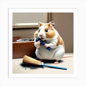 Hamster Brushing Teeth Art Print