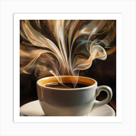 Coffee Cup With Smoke Art Print