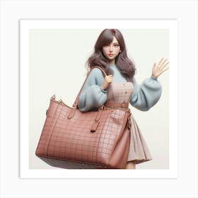 Asian Woman Holding A Bag Poster