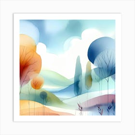 Watercolor Landscape Painting 62 Art Print