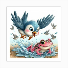 Frog And Bird 2 Art Print