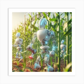 Robots In Corn Field Art Print